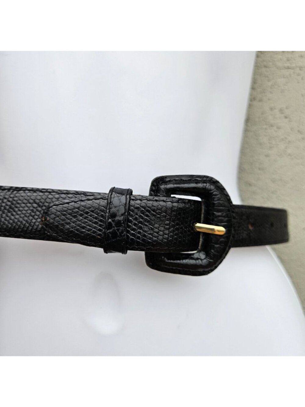 Vintage 80s Nordstrom Black Genuine Lizard Skin Belt Size S 23-27 - Picture 3 of 15